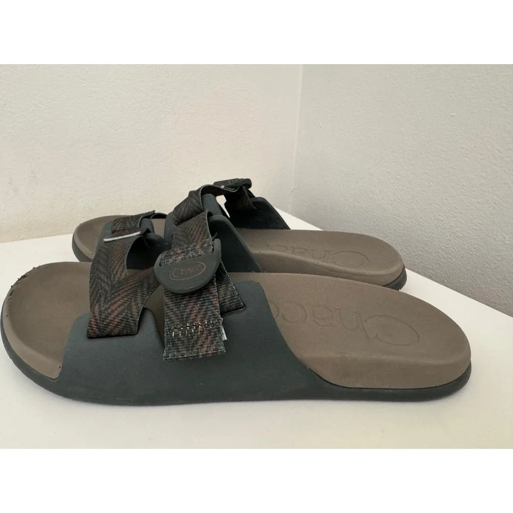 Chaco Chillos Slide Mens 9 Sandals Gorpcore Green Brown Adjustable J106579